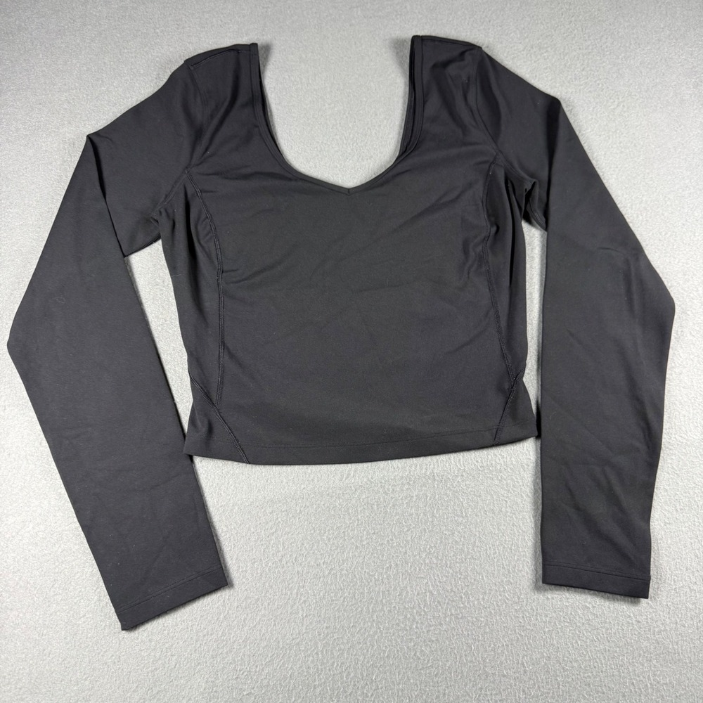 Lululemon Align Long Sleeve Shirt Size 6 Black Long Sleeve V-Neck Crop Top